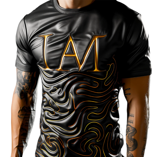 Pre-Order: I AM - Men's Black & Yellow Leather Shirt