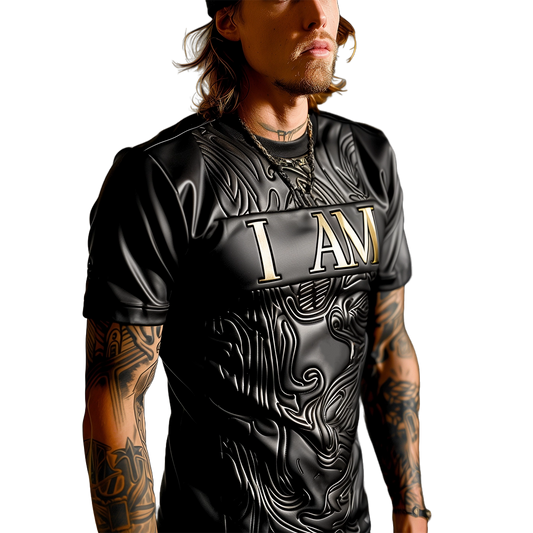 Pre-Order: I AM - Black & Gold Men's Leather Shirt